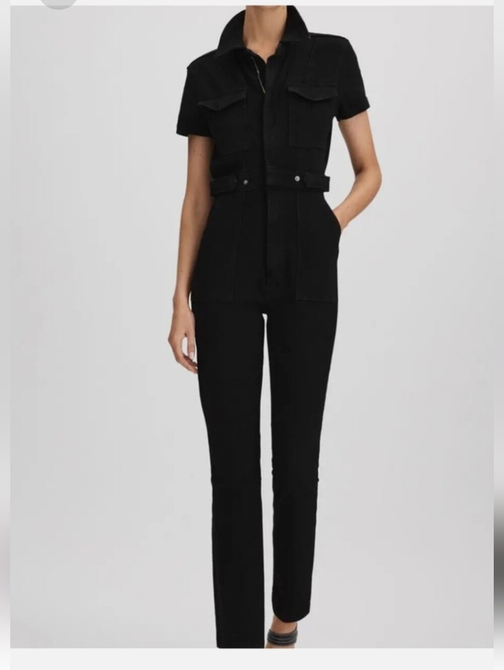 Good American Fit For Success Denim Jumpsuit Black Women's Size Large Sz 3